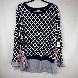 Crown & Ivy Navy & White with Side Bows NWT 3X MSRP 65.50